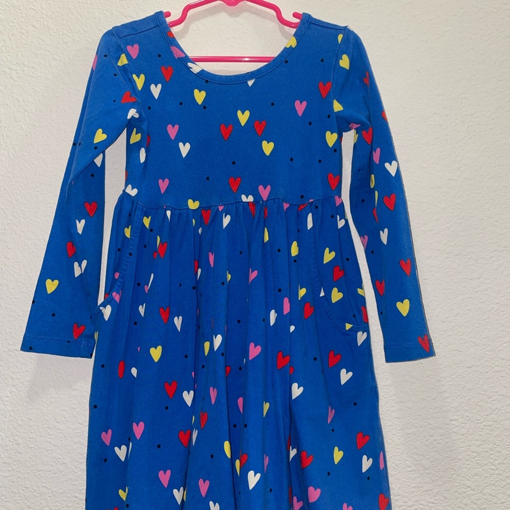 Hanna Andersson Blue Long Sleeve Scoop Neck Sundress